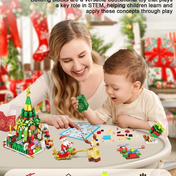 NEW 2024 The Mini Blocks Merry Christmas & Happy New Year 618 Piece Building Set - Picture 3 of 10